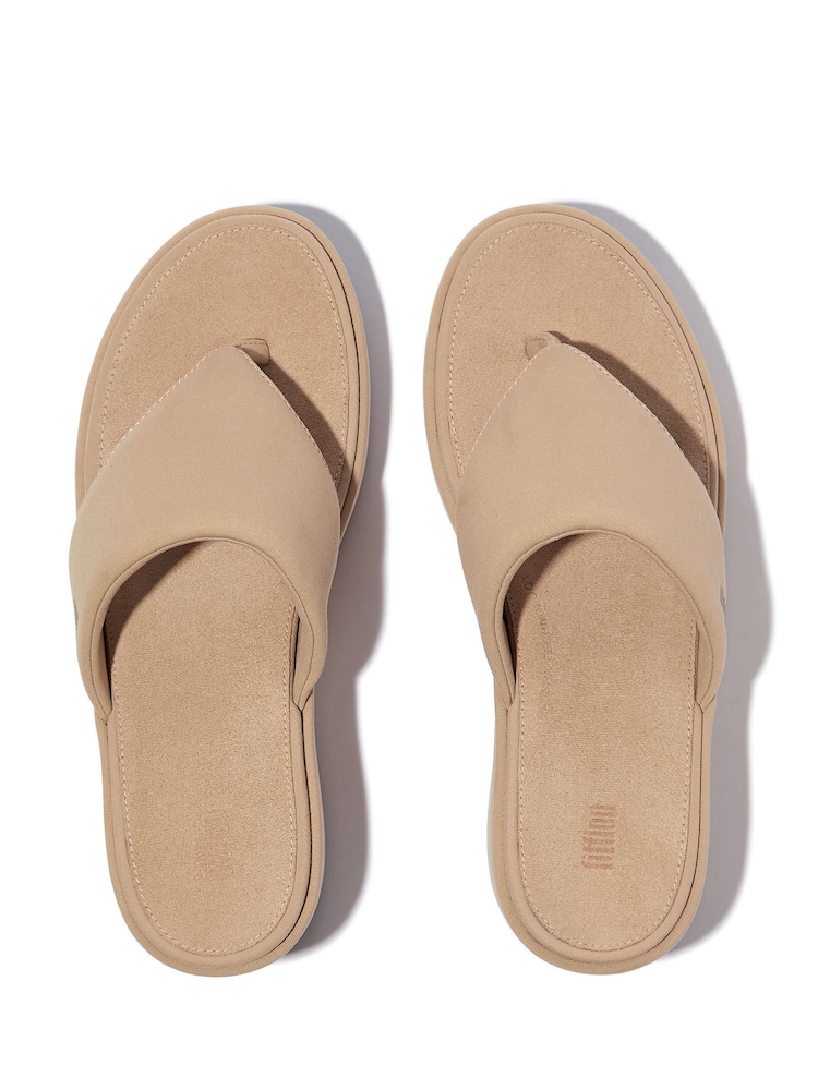 FitFlop Cream Platfforms Wedge Toe Post Sandals - Image 3 of 4