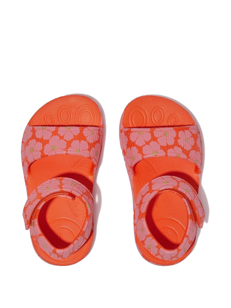 FitFlop Kids Toddler Orange iQushion Poppy Print Sandals - Image 2 of 4