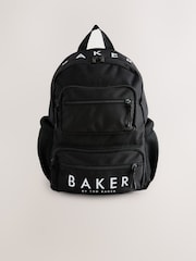 Baker by Ted Baker Boys Back to School Double Pocket Black Backpack - Image 1 of 7