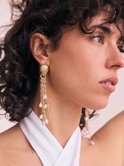 Gold Tone Pearl Effect Shoulder Duster Earrings - Image 1 of 3
