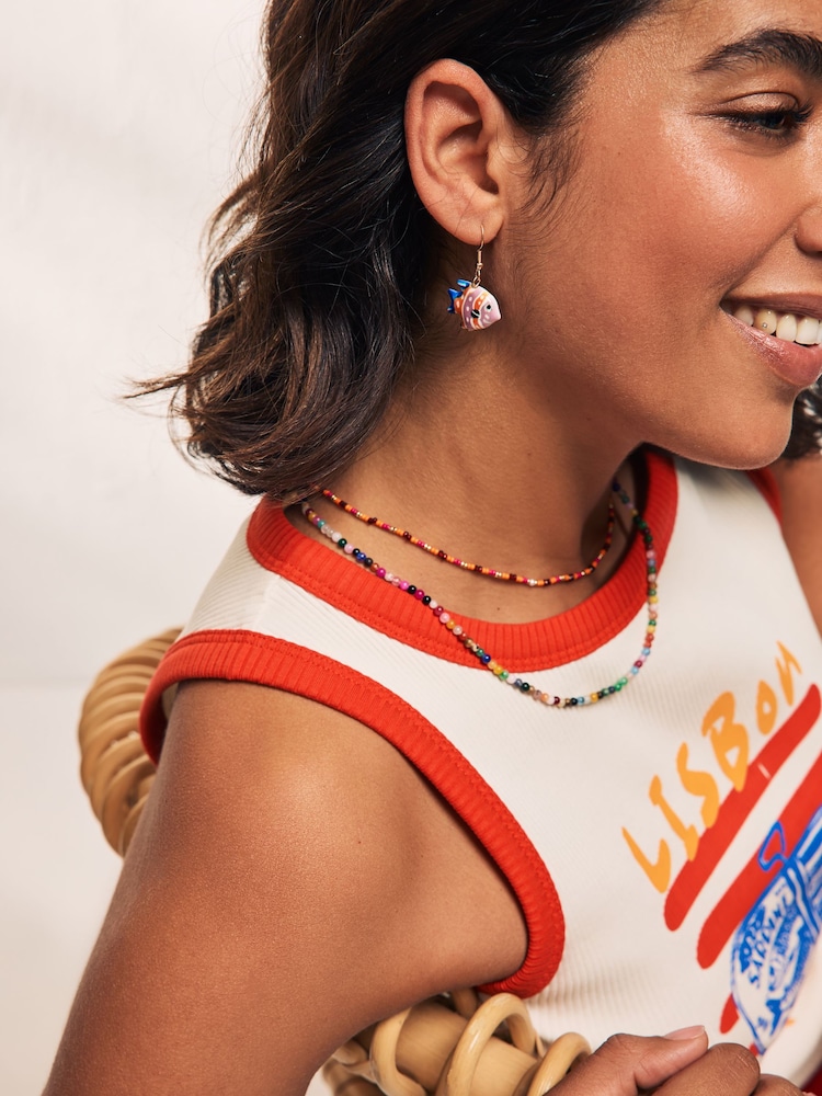 Multicoloured Fish Drop Earrings - Image 2 of 5