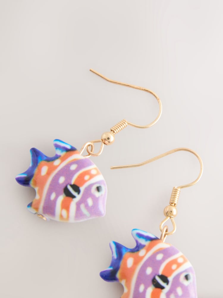 Multicoloured Fish Drop Earrings - Image 5 of 5