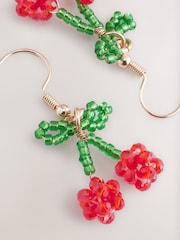 Red Beaded Cherry Drop Earrings - Image 4 of 5