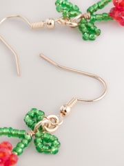 Red Beaded Cherry Drop Earrings - Image 5 of 5