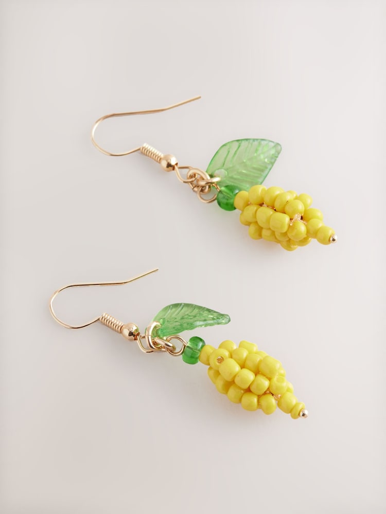 Yellow Beaded Lemon Drop Earrings - Image 1 of 3
