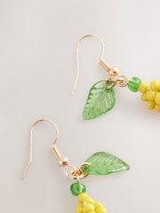 Yellow Beaded Lemon Drop Earrings - Image 2 of 3