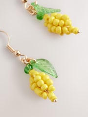 Yellow Beaded Lemon Drop Earrings - Image 3 of 3