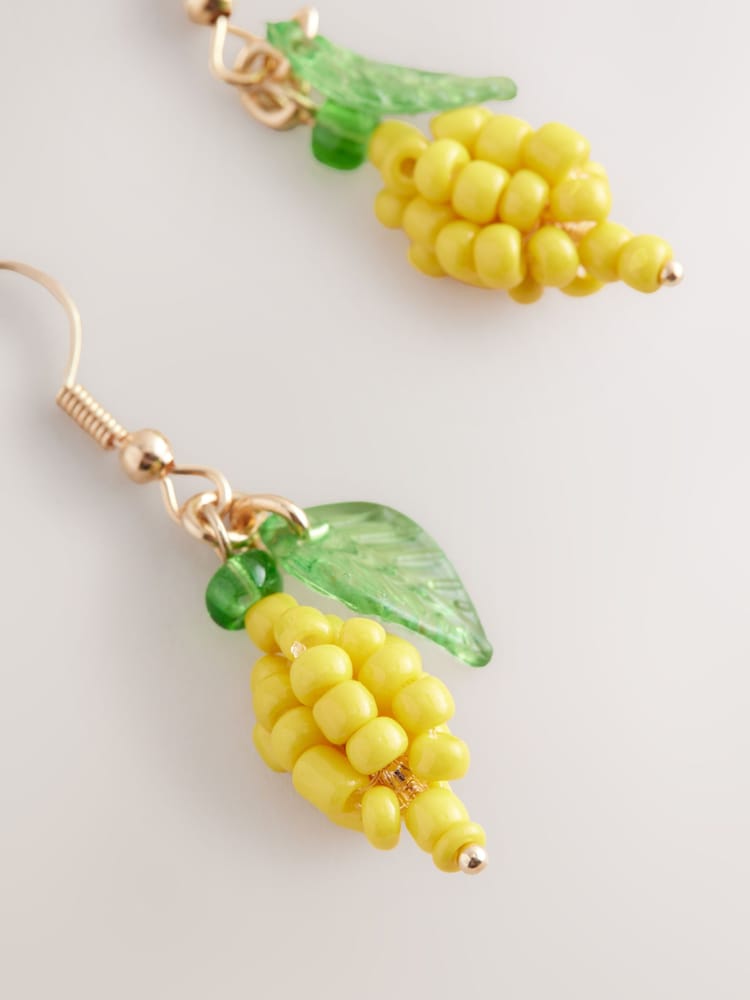 Yellow Beaded Lemon Drop Earrings - Image 3 of 3