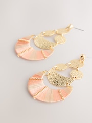 Pink Thread Wrapped Disc Drop Earrings - Image 1 of 3