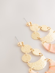 Pink Thread Wrapped Disc Drop Earrings - Image 2 of 3
