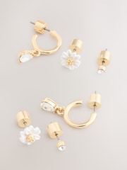 Gold Tone Daisy Flower Stud and Hoop Mix Earrings Pack - Image 2 of 3