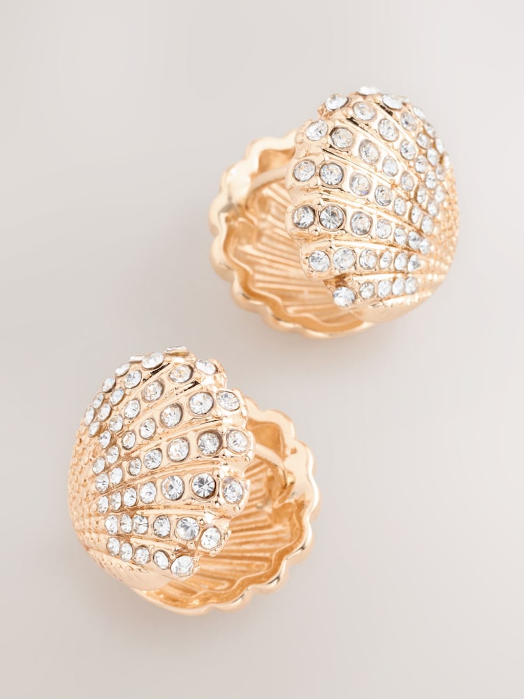 Tono dorado - Shell Shaped Hinge Earrings - Imagen 1 de 3