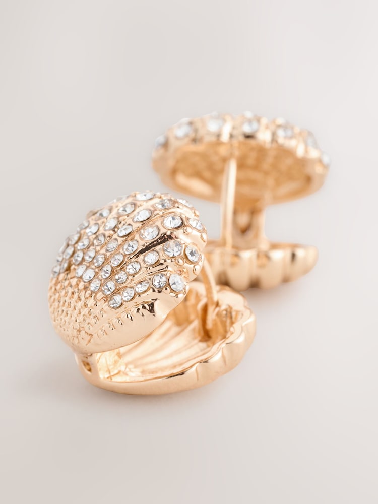 Tono dorado - Shell Shaped Hinge Earrings - Imagen 2 de 3