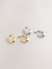 Gold Tone/Silver Tone Oval Hoop Earrings 2 Pack - Image 3 of 5