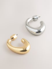 Gold Tone/Silver Tone Oval Hoop Earrings 2 Pack - Image 4 of 5