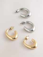 Gold Tone/Silver Tone Oval Hoop Earrings 2 Pack - Image 5 of 5