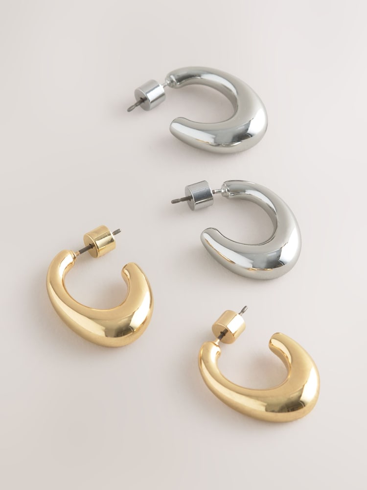 Gold Tone/Silver Tone Oval Hoop Earrings 2 Pack - Image 5 of 5