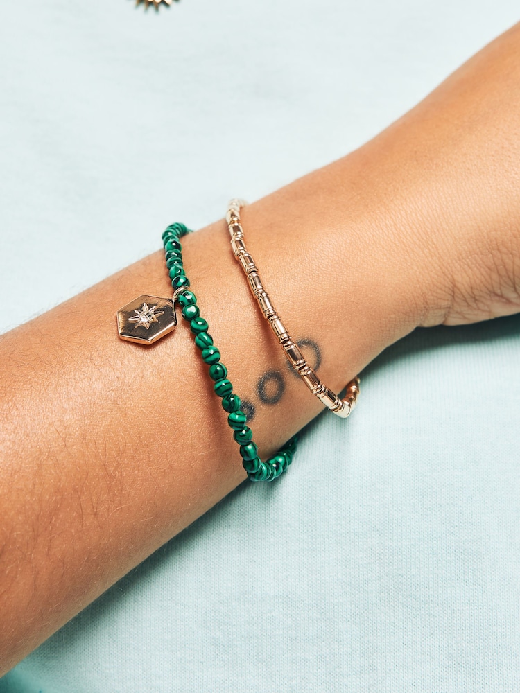 Green Beaded Stretch Bracelet - Image 1 of 5