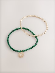 Green Beaded Stretch Bracelet - Image 3 of 5