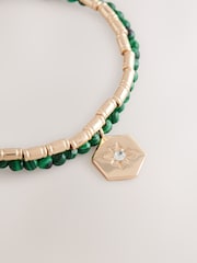 Green Beaded Stretch Bracelet - Image 4 of 5