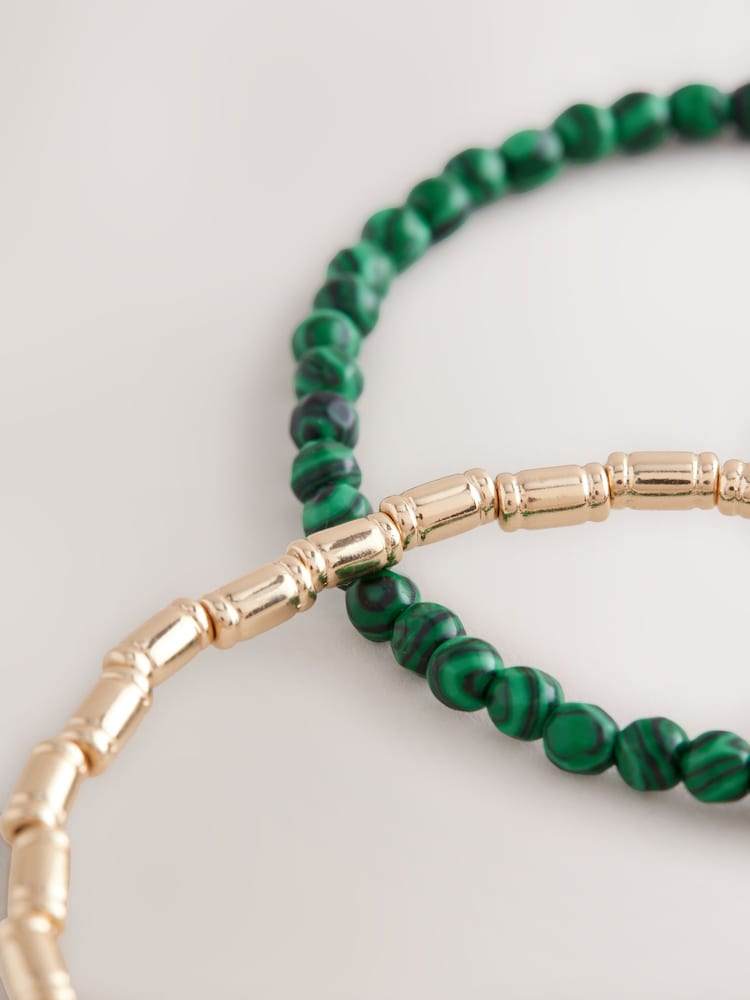 Green Beaded Stretch Bracelet - Image 5 of 5