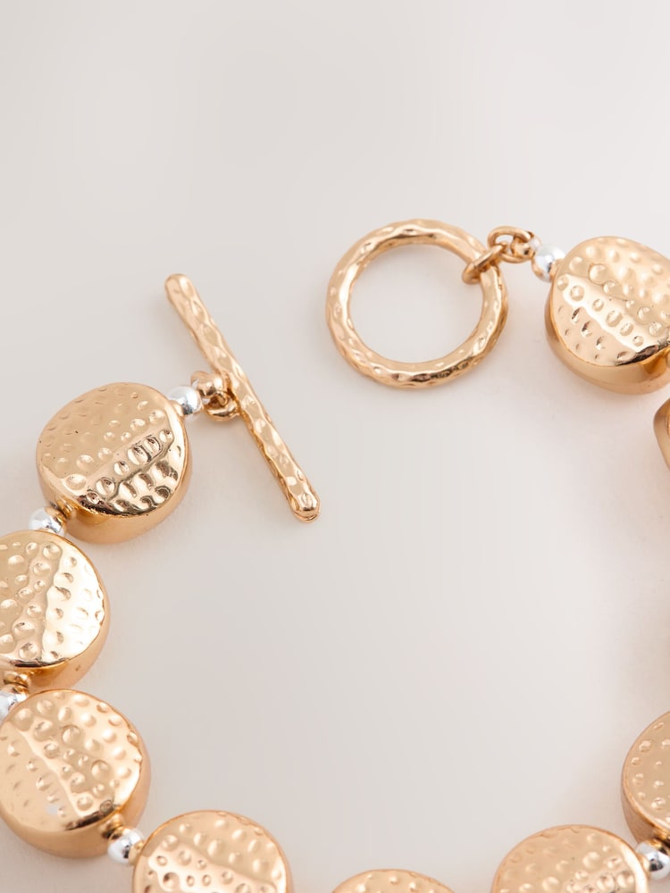 Gold Tone Chunky Hammered Bracelet - Image 2 of 3