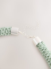 Turquoise Blue Beaded Tube Necklace - Image 4 of 5