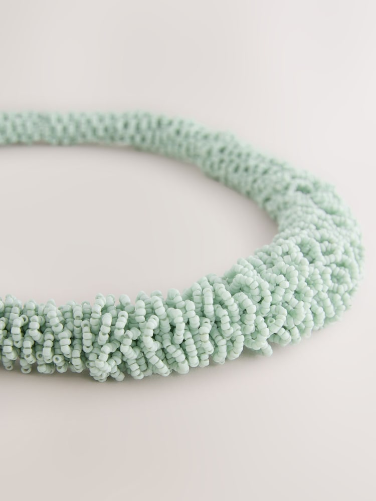 Turquoise Blue Beaded Tube Necklace - Image 5 of 5