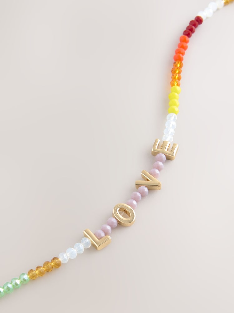 Multicolour Beaded Love Necklace - Image 3 of 3