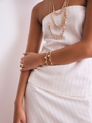 Gold Tone Disc Beaded Multi Layer Necklace - Image 3 of 8