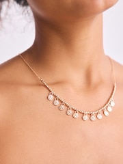 Gold Tone Disc Beaded Multi Layer Necklace - Image 4 of 8