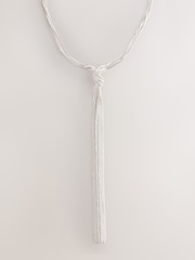 Silver Tone Knot Detail Long Tassel Necklace - Image 1 of 3