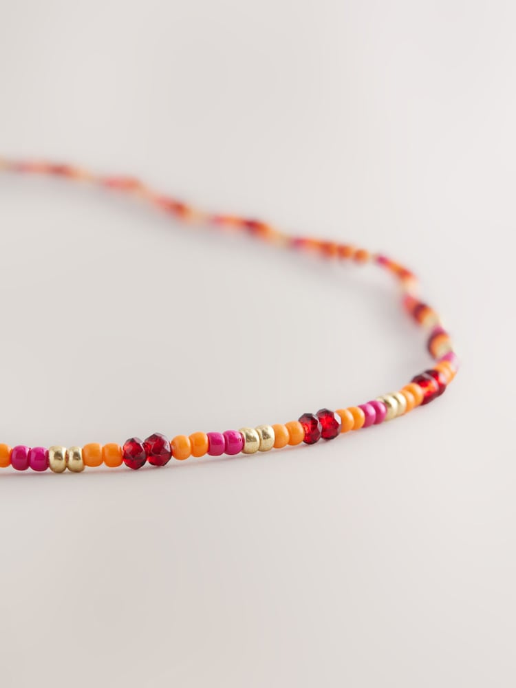 Orange Fine Beaded Necklace - Image 3 of 3