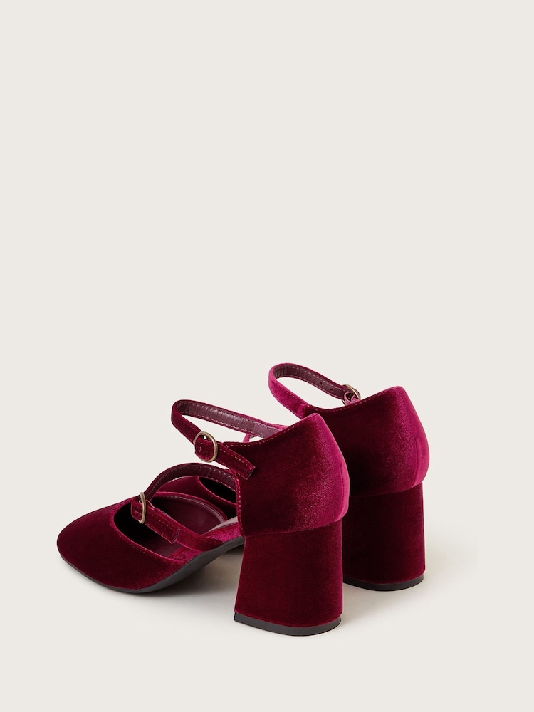 Monsoon Red Ruth Velvet Mary Jane Heels - Image 2 of 2