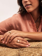 Tono dorado - Chunky Pearl Effect Rings Pack - Imagen 1 de 5