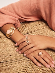Tono dorado - Chunky Pearl Effect Rings Pack - Imagen 2 de 5