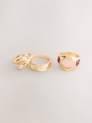 Tono dorado - Chunky Pearl Effect Rings Pack - Imagen 3 de 5