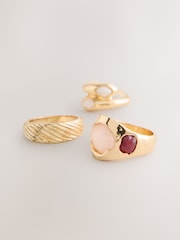 Tono dorado - Chunky Pearl Effect Rings Pack - Imagen 4 de 5