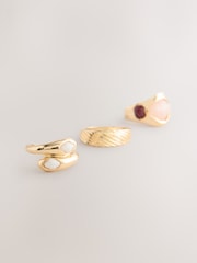 Tono dorado - Chunky Pearl Effect Rings Pack - Imagen 5 de 5