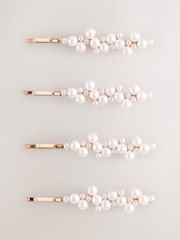 White Pearl Effect Hair Slides - Image 1 of 3