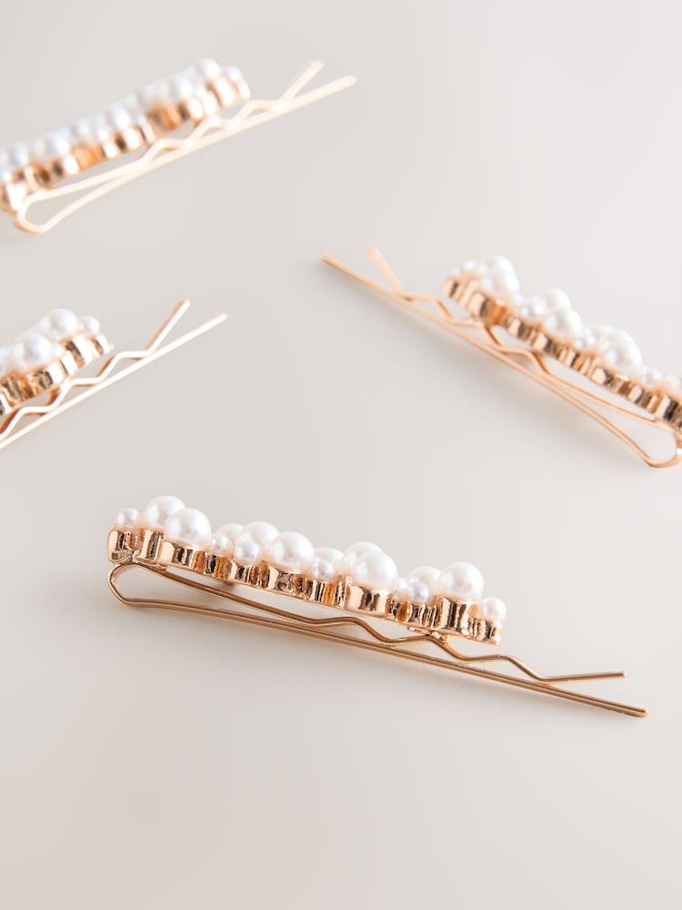 White Pearl Effect Hair Slides - Image 3 of 3