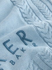 Baker by Ted Baker Baby Boys Blue Cable Knitted Blanket - Image 6 of 6