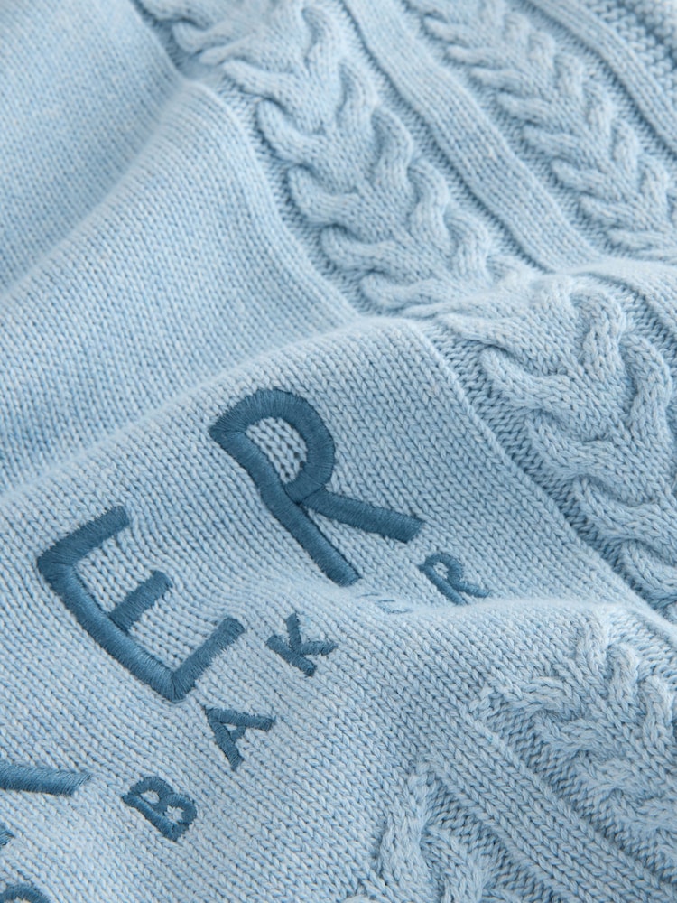 Baker by Ted Baker Baby Boys Blue Cable Knitted Blanket - Image 6 of 6