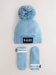Baker by Ted Baker Boys Pom Beanie and Mittens Set - Image 1 of 4