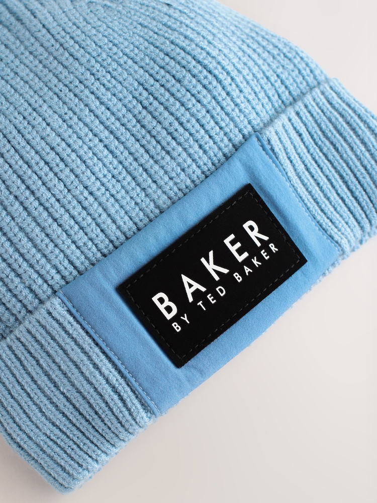 Baker by Ted Baker Boys Pom Beanie and Mittens Set - Image 2 of 4 Baker by Ted Baker Boys Pom Beanie and Mittens Set - Image 2 of 4