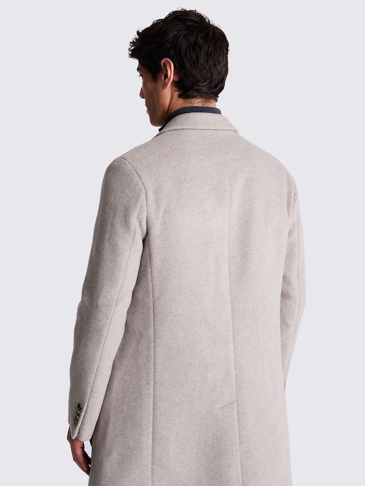 MOSS Natural Oatmeal Wool Cashmere Blend Overcoat - Image 4 of 4