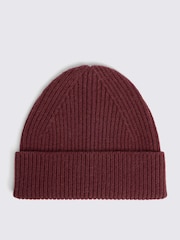 MOSS Red Cashmere Blend Ribbed Beanie - Image 1 of 2