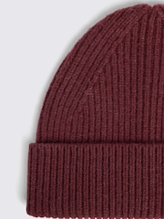 MOSS Red Cashmere Blend Ribbed Beanie - Image 2 of 2
