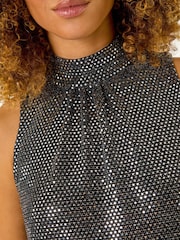 Roman Metallic Shimmer Halterneck Stretch Top - Image 2 of 5