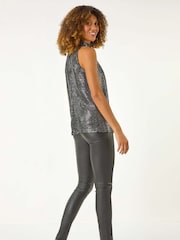 Roman Metallic Shimmer Halterneck Stretch Top - Image 4 of 5